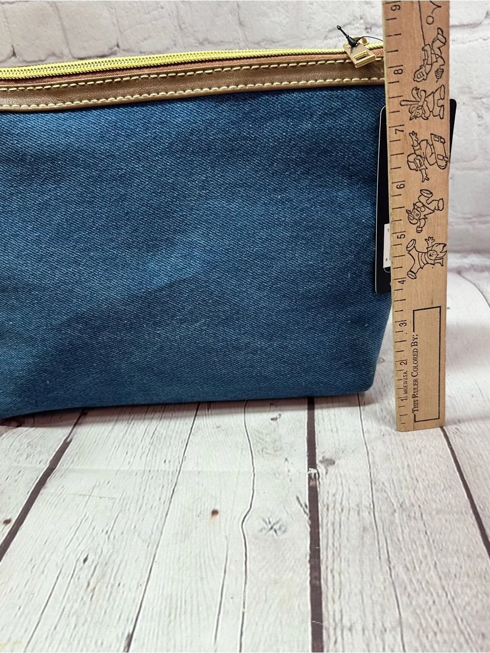 NWT True Religion Blue denim cosmetic Toiletry pouch travel makeup bag boho